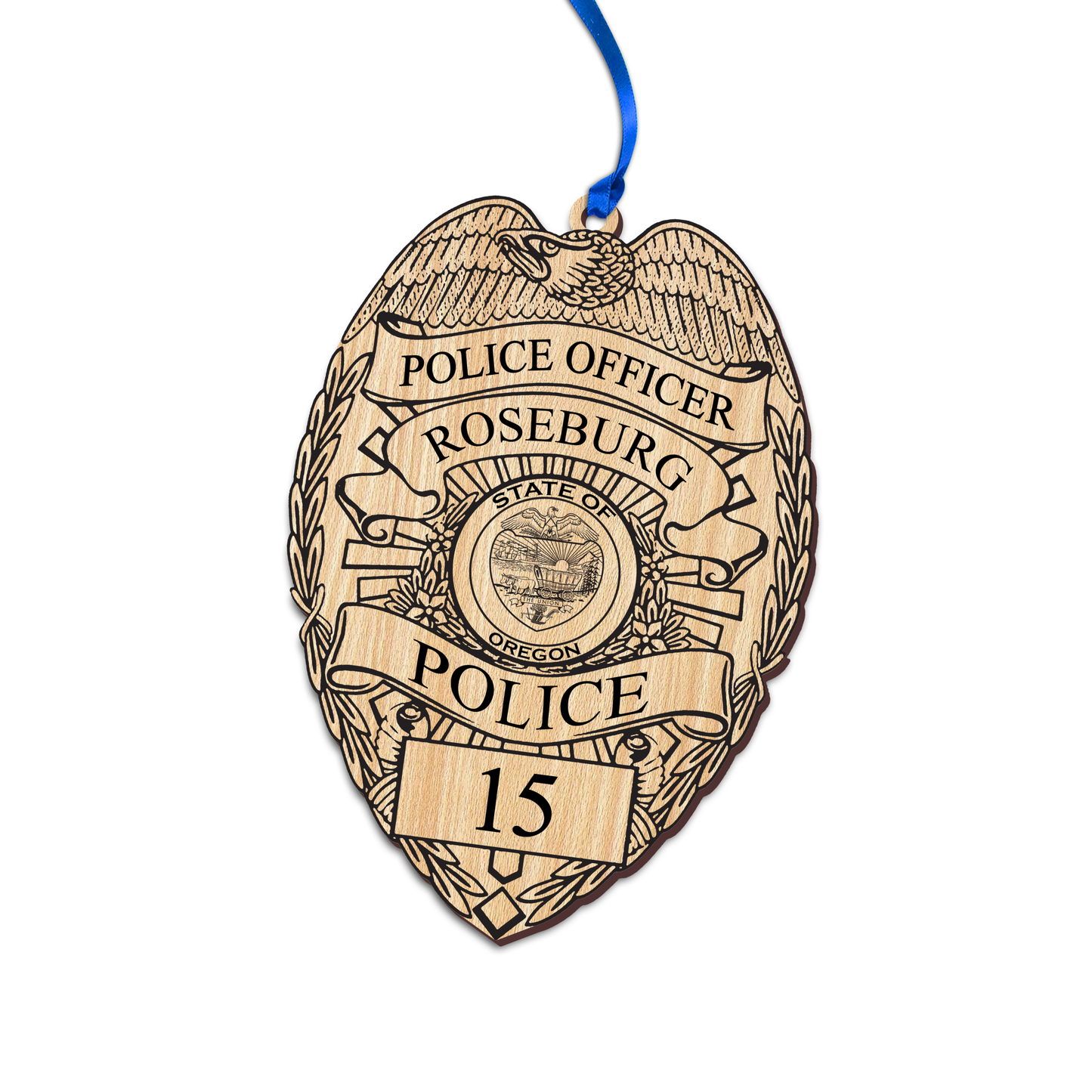 Roseburg PD Personalized Cherry Wood Ornament