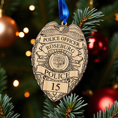 Roseburg PD Personalized Cherry Wood Ornament