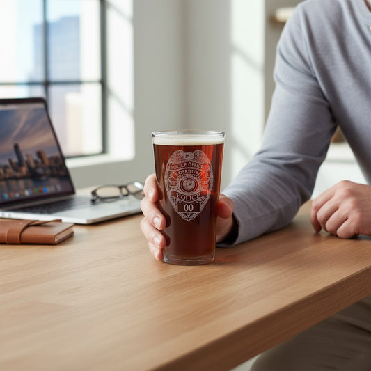 Roseburg PD Personalized Badge Pint or Whiskey Glass