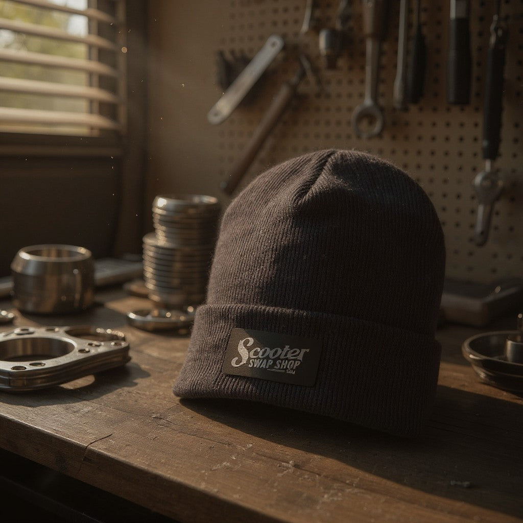 Scooter Swap Logo Engraved and Embroidered Patch Cuffed Beanie - Yupong 1501KC