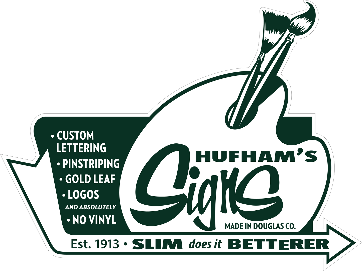 Hufham's Signs Die Cut Decals 3.5in x 2.75in