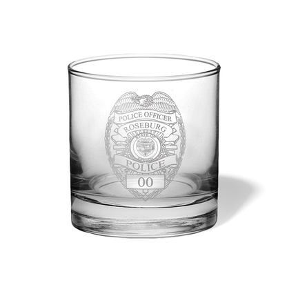 Roseburg PD Personalized Badge Pint or Whiskey Glass