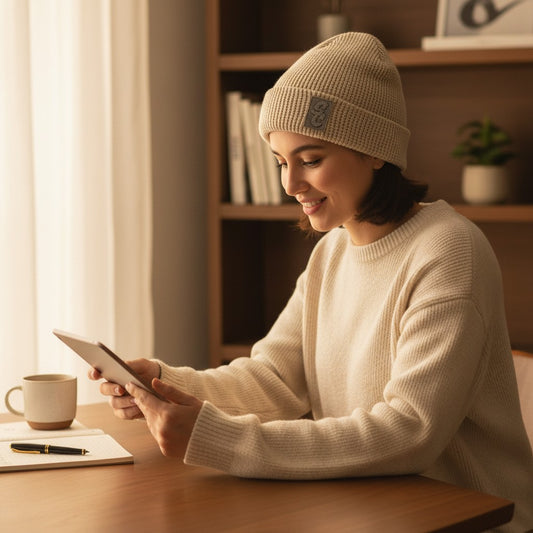 Smiles Engraved and Embroidered SC Patch Beanie - Richardson Waffle Cuffed Beanie 146R