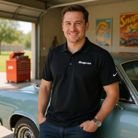 Snap-On Short Sleeve Black Polo - NKDC1963