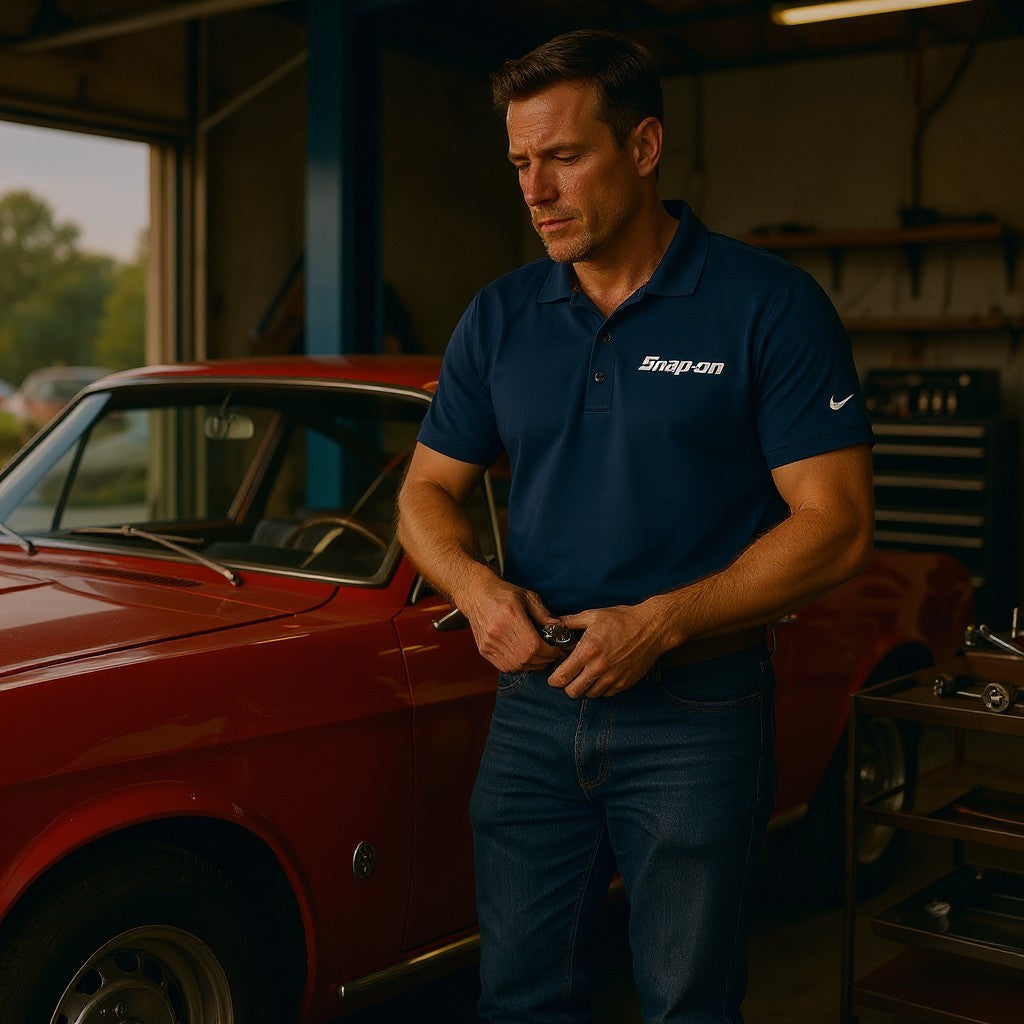 Snap-On Short Sleeve Navy Polo - NKDC1963