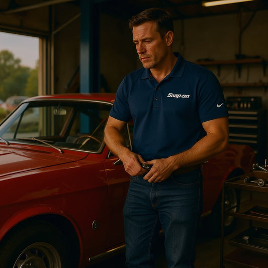Snap-On Short Sleeve Navy Polo - NKDC1963