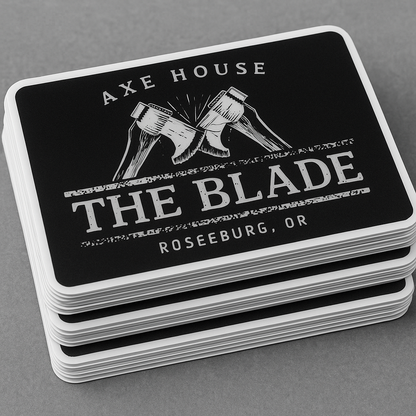 The Blade Axe House Decals 4in x 2.75in