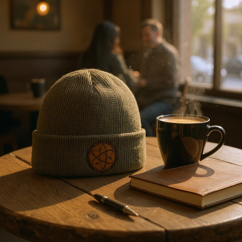 The Atom Engraved and Embroidered Patch Waffle Beanie - C955 Waffle