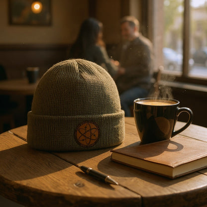 The Atom Engraved and Embroidered Patch Waffle Beanie - C955 Waffle