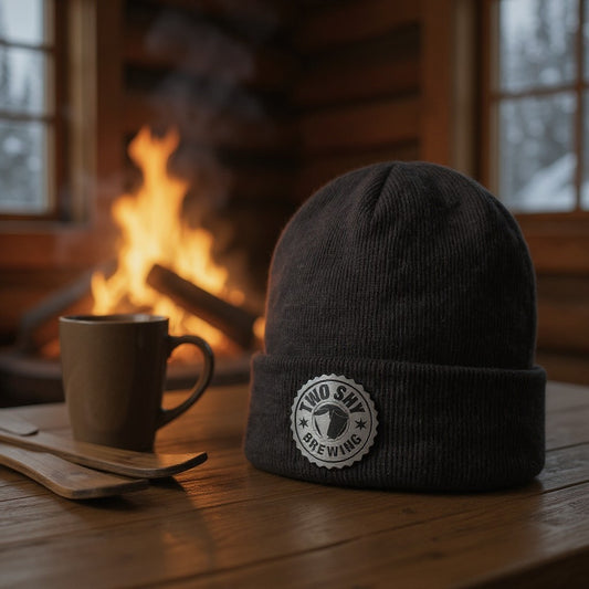 Two Shy Engraved and Embroidered Black/Silver Patch Beanie - Yupong 1501KC