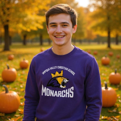 Umpqua Valley Christian School Lion Printed Youth Crewneck - Purple PC90Y