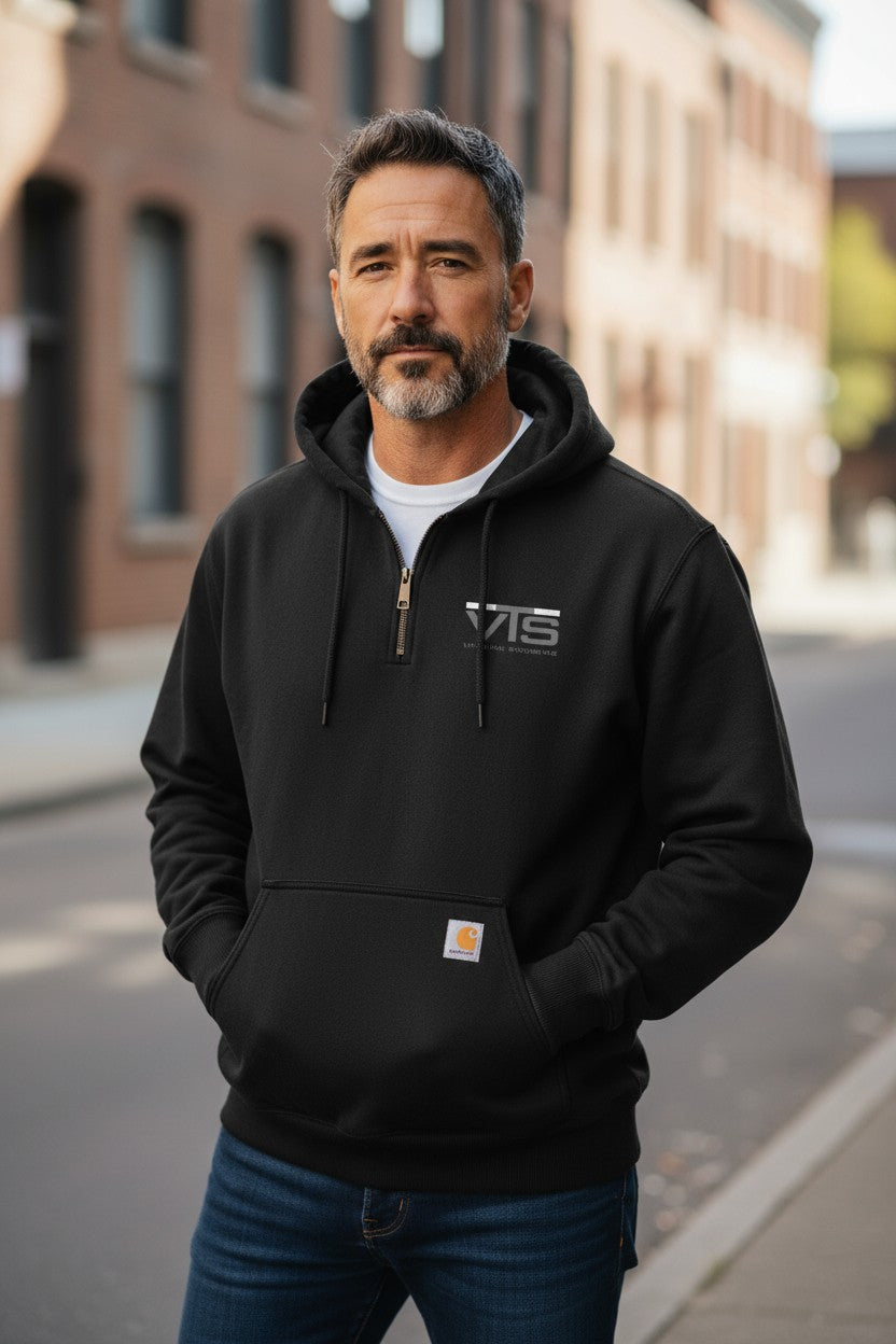Valley Tel Carhartt® Rain Defender® Paxton Heavyweight Hooded Qtr Zip Sweatshirt - BLACK