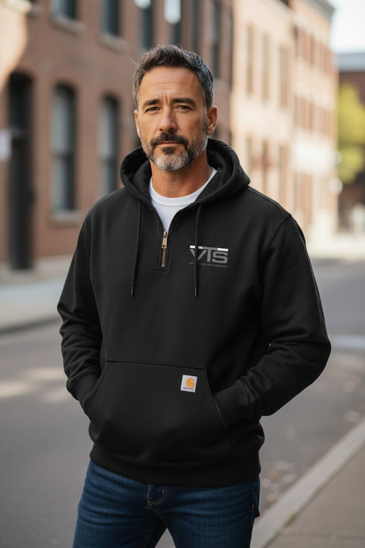 Valley Tel Carhartt® Rain Defender® Paxton Heavyweight Hooded Qtr Zip Sweatshirt - BLACK