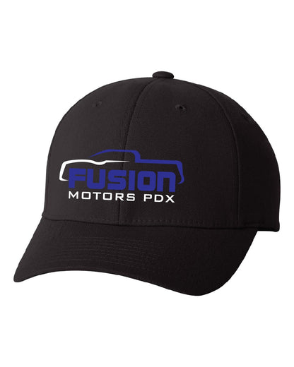 Fusion Motors Blue Embroidered Flexfit Hat - Black Pro-Formance® Cap - 6580