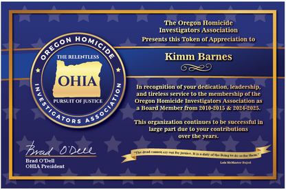 Oregon Homicide Investigator Association Plaque 9x12 Black - UN1004